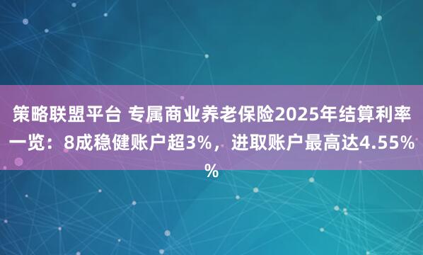 策略联盟平台 专属商业养老保险2025年结算利率一览：8成稳健账户超3%，进取账户最高达4.55%