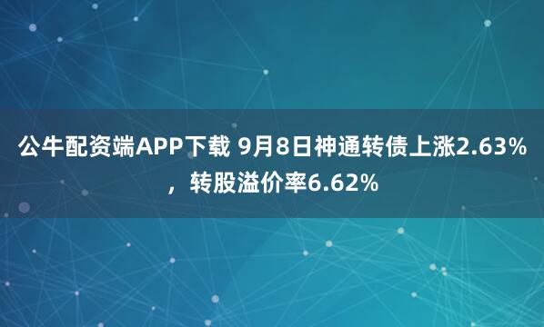公牛配资端APP下载 9月8日神通转债上涨2.63%，转股溢价率6.62%